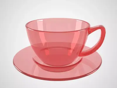 Coffee Cup Clear Glass Light Red Color 3D model