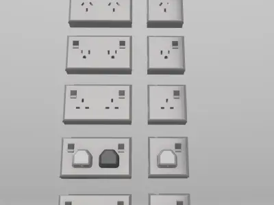 Diorama Electrical Plugs n Sockets x15 styles 3D print model