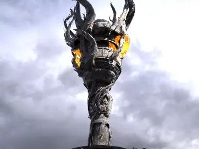 Dark Cthulhu Tree Watchtower  Low-poly 3D model