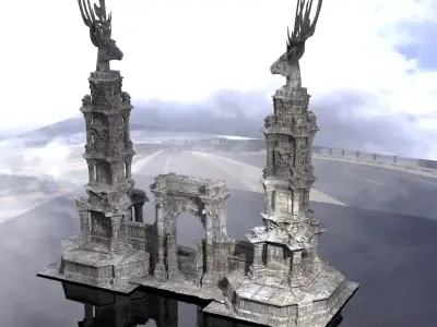 Reindeer Mansion gate 3  3D model