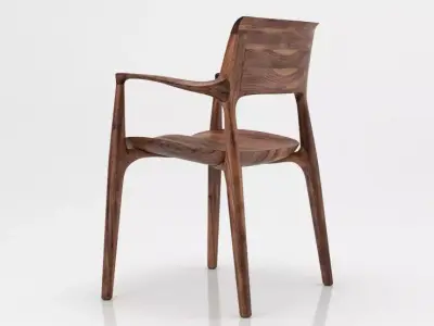 Easy modern walnut dining chair 3D model