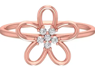 Solitaire Women Light Weight Flower Band Ring 3D print model
