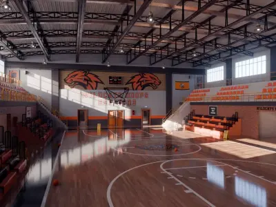 School Basketball Gym - Blender Scene 3D model