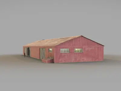 Old Garage 01 red  Low-poly 3D model