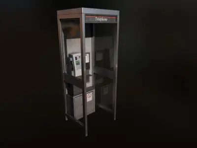 Telephone booth Low-poly 3D model 3