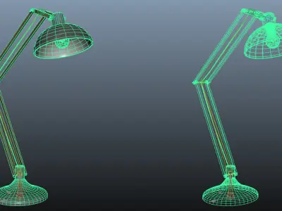 Floor Lamp Work Station II with bones with PBR Textures Low-poly 3D model