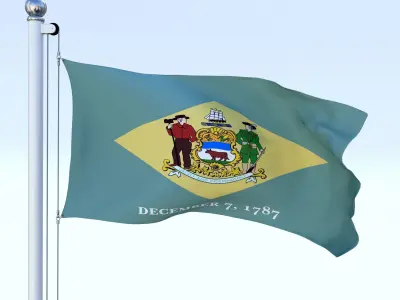 Animated Delaware Flag Low-poly 3D model