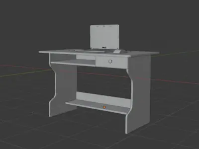 Laptop and table low-poly Low-poly 3D model