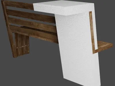 Bench with a concrete counter 3D model