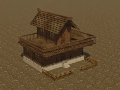 Medieval house eight 8 Low-poly 3D model