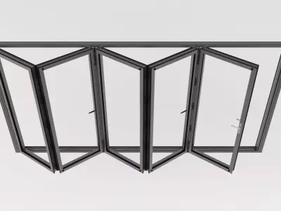 Harmonica accordion 5-Leaf Sliding Aluminum Door  - window frame 3D model