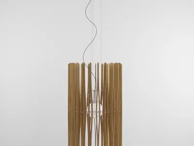 STICK wooden pendant light hanging from ceiling 3D model