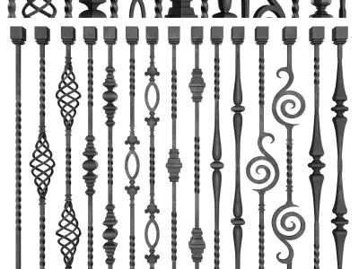 Wrought Iron Bundle No01 Railing 3D model