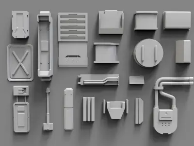 Sci fi trim sheets 6 3D model