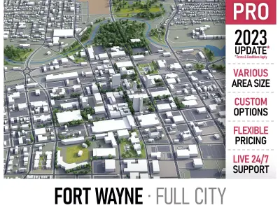 Fort Wayne  Low-poly 3D model