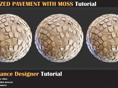STYLIZED PAVEMENT WITH MOSS Tutorial - VOL 05   3D model