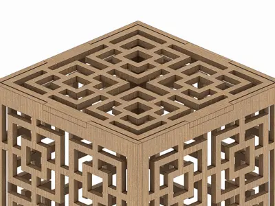 Wooden Lamp Laser Cut desk lamp lampshade 7 Low-poly 3D model