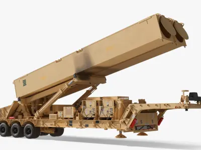  LRHW Launcher with Deployed Hypersonic Missiles Animated Rigged for Maya 