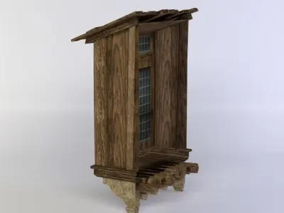 Window wooden house with balcony Low-poly 3D model
