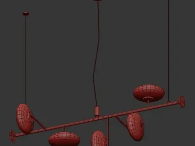 HALFWAY pendant light with four glass balls hanging from ceiling 3D model