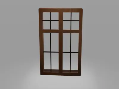 Realistic wooden window - Textured  3D model