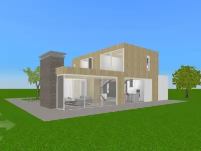 Modern Mansion Fully furnished and Textured  Low-poly 3D model