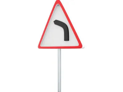 3D cartoon Left turn road sign icon 3D model