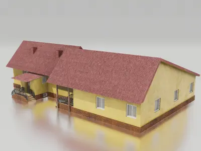 Old agroturistic building game ready Low-poly 3D model