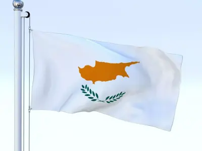 Animated Cyprus Flag Low-poly 3D model