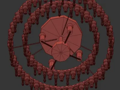 Poppy 3 beaded ceiling light fixture 3D model