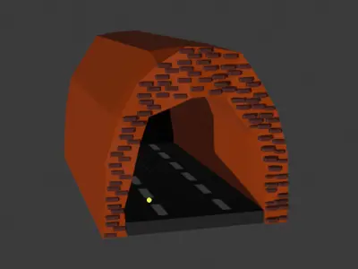 road with tunnel Low-poly 3D model