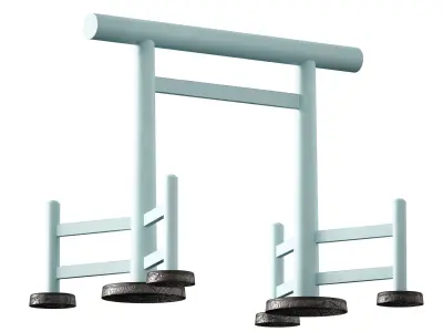 Torii Japanese white gate arch to sacred temple 3D model