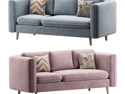 Sofa Couch with Ottoman 3D model