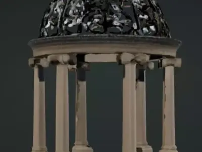 Garden gazebo with a wrought iron top 3D model