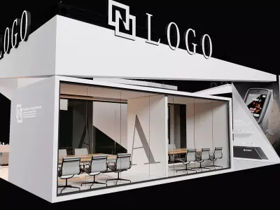 Minimal Tech Exhibition Booth Stand 3D model