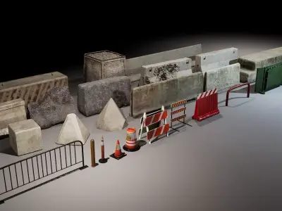  3D Barricade Pack  Optimized Models for Games Visualization Low-poly 3D model