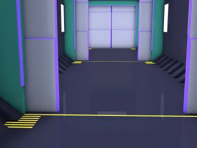 sci fi corridor 3D model 19