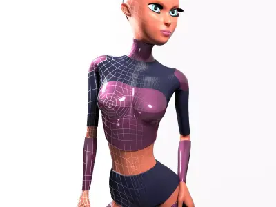 Sci-fi girl Rigged  Low-poly 3D model