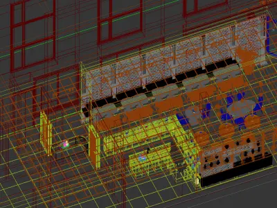 Indian Restaurant Interior  Exterior 3D Model 3D model