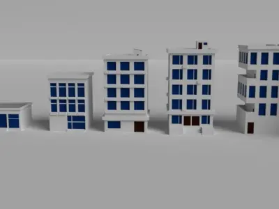 Cartoon buildings  low poly building  home  3D model