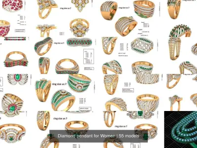 Diamond pendant for Women 3D Model Pack