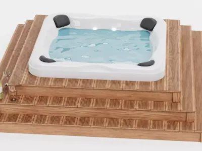 Garden Setup V14 - Sunken Hot Tub Platform with Wine Setting 3D model
