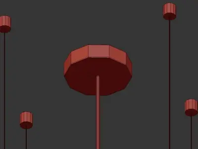 Indre three glass pendant lights hanging from metal frame 3D model