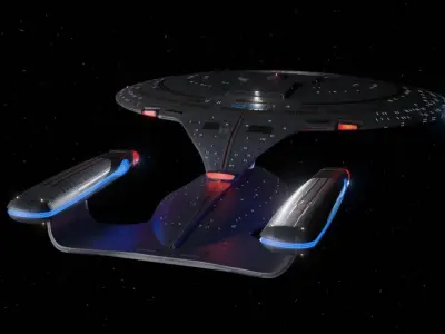 Enterprise D from Star Trek TNG Galaxy Class Starship Low-poly 3D model