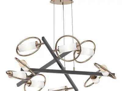 FLARE modern chandelier with circular glass shades 3D model