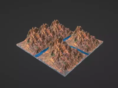 Mountain landscape Low-poly 3D model