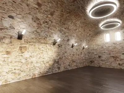 Cellar Interior V1 - Stone Vault Stone Vault with Wooden Floor 3D model