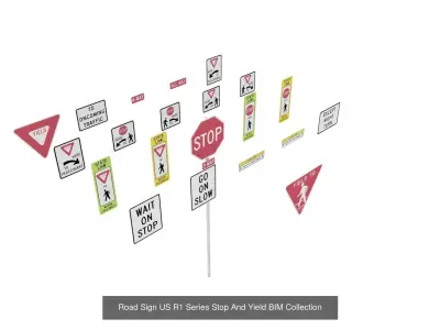 All-In-One Road Sign - US - R Series BIM Collection 3D Model Pack