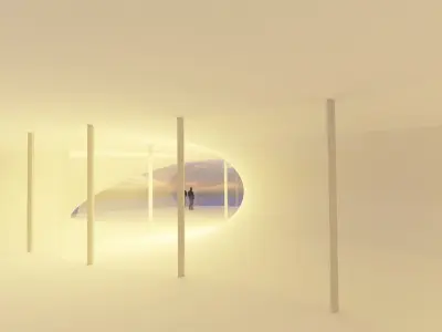 Sci Fi Exhibition Hall Interior with real world scale Low-poly 3D model