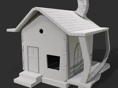 3D Game House with PBR Texturing Low-poly 3D model